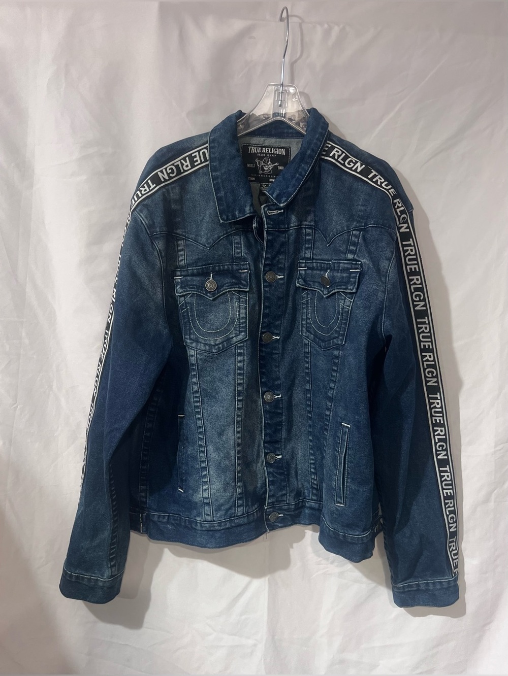 True Religion Indigo Denim Jacket with Branded Sleeve Tape